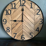 Load image into Gallery viewer, 30" Chevron Clock, Wood Wall Clock, Herringbone, Rustic Wall Clock, Farmhouse Decor, Kitchen Clock, Anniversary Gift, Modern Home Decor
