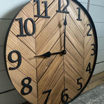 Load image into Gallery viewer, 30" Chevron Clock, Wood Wall Clock, Herringbone, Rustic Wall Clock, Farmhouse Decor, Kitchen Clock, Anniversary Gift, Modern Home Decor

