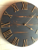 Load image into Gallery viewer, 14" Rustic Blue Clock with Copper numbers and a silent mechanism for Jean
