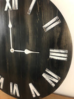 Load image into Gallery viewer, 24" Black and White Distressed Clock for Dave Mandelkorn
