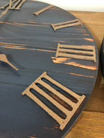 Load image into Gallery viewer, 14" Rustic Blue Clock with Copper numbers and a silent mechanism for Jean
