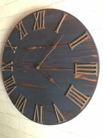 Load image into Gallery viewer, 14" Rustic Blue Clock with Copper numbers and a silent mechanism for Jean

