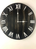 Load image into Gallery viewer, 24" Black and White Distressed Clock for Dave Mandelkorn
