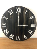 Load image into Gallery viewer, 24" Black and White Distressed Clock for Dave Mandelkorn
