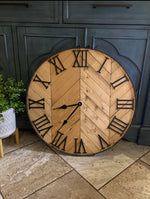 Load image into Gallery viewer, Farmhouse "Chevringbone" Clock
