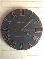Load image into Gallery viewer, 30” Black &amp; Copper Rustic Farmhouse Kitchen Clock for Kelly
