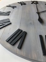 Load image into Gallery viewer, Gray &amp; Black Farmhouse Clock
