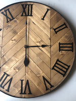Load image into Gallery viewer, 42" Rustic Wood Herringbone Clock for Stephanie Bellamy
