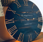 Load image into Gallery viewer, Rustic Dark Blue &amp; Copper Wall Clock

