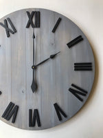 Load image into Gallery viewer, Gray &amp; Black Farmhouse Clock
