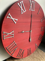 Load image into Gallery viewer, Rustic Red Farmhouse Wall Clock
